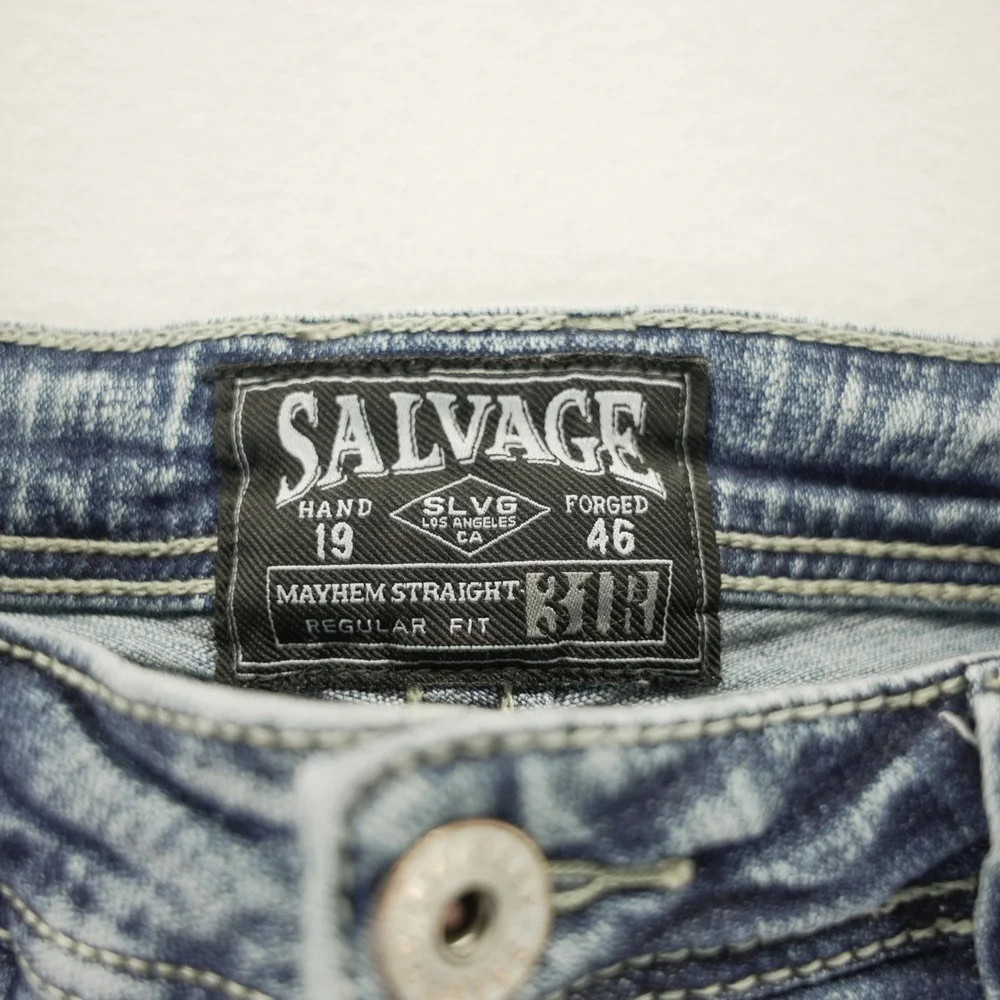 Salvage Mayhem Straight Regular‎ Fit Light Wash Jeans Buckle Exclusive 31x32